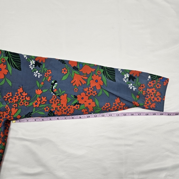 VTG Fruit of The Loom Teal & Orange floral blouse, Size XL - Picture 5 of 8